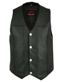 Men's Milled Single Back Panel Leather  Vest - Black