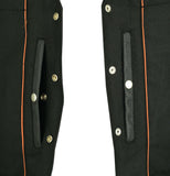 Men's Milled Single Back Panel Leather  Vest - Black