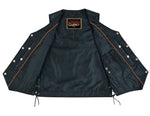 Hawk Men's Classic Black Leather Motorcycle Vest
