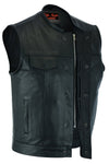 Men's AM  Black Cowhide Leather Motorcycle Vest