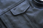 Men's AM  Black Cowhide Leather Motorcycle Vest
