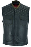 Whiskey Men's Motorcycle Leather Vest - Black
