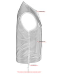 Men's Combat Black motorcycle Leather Vest - Gun Pockets & Side Laces