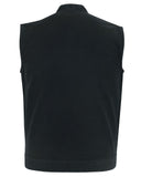 Weston Black Men's Denim Motorcycle Vest – Single Panel Back