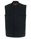 Weston Black Men's Denim Motorcycle Vest – Single Panel Back