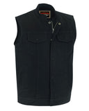 Weston Black Men's Denim Motorcycle Vest – Single Panel Back