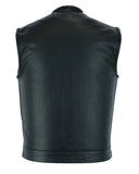 Men's AM  Black Cowhide Leather Motorcycle Vest