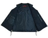 Men's Tall Classic Tapered Bottom Biker Leather Vest- Black