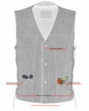Men's Rough Rub-Off Raw Finish Broken Gray Denim Vest