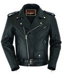 Super Arnold Men's Black Leather Jacket – Retro Design