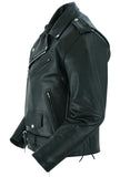 Classic Star Black Men's Leather Motorcycle Jacket – Adjustable Fit
