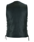 Hawk Men's Classic Black Leather Motorcycle Vest