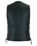 Hawk Men's Classic Black Leather Motorcycle Vest