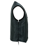 Hawk Men's Classic Black Leather Motorcycle Vest