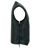 Hawk Men's Classic Black Leather Motorcycle Vest