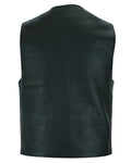 Men's Traditional Leather Motorcycle Vest - Black