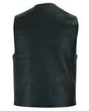 Men's Traditional Leather Motorcycle Vest - Black
