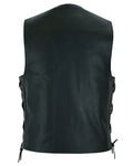 Men's Traditional Leather side lacing Vest - Black