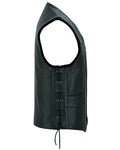 Men's Traditional Leather side lacing Vest - Black