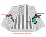 Men's Banded Collar leather Vest with USA Flag Lining & Red Stitching