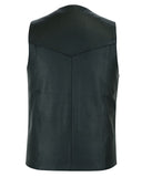 Men's Tall Classic Motorcycle Leather Vest - Black