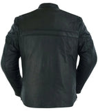 Men's Sporty Lightweight Black Leather Cross Over Jacket