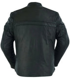 Men's Sporty Lightweight Black Leather Cross Over Jacket