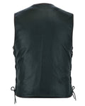 Men's Honor Ride Black Leather Motorcycle with Vest Red Stitching