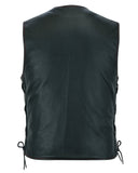 Men's Honor Ride Black Leather Motorcycle with Vest Red Stitching
