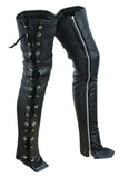 Women's Black Thigh High Leather Side Lace Leggings