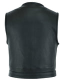 Men's Drop Zone Leather Motorcycle Vest – Black