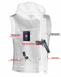Men's Black Leather Motorcycle Vest with Removable Hood