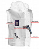 Men's Black Leather Motorcycle Vest with Removable Hood