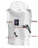 Men's Black Leather Motorcycle Vest with Removable Hood