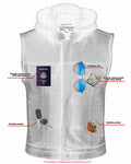 Men's Black Leather Motorcycle Vest with Removable Hood