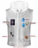 Men's Black Leather Motorcycle Vest with Removable Hood