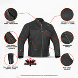 Men's Black Sporty Cruiser Jacket with Removable hood