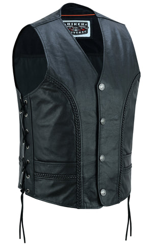 Rustler Men's Leather Motorcycle Vest