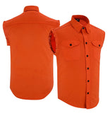 Men's Orange Lightweight Sleeveless Denim Shirt