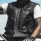 Sharp Shooter Perforated Men's Motorcycle Leather Vest