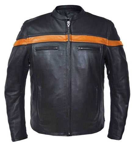 Buffalo Leather Jacket with Orange Stripe