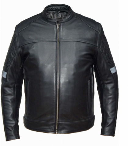 Semi Quilted Leather Jacket Mens