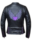 The Love of Wings (purple) Women's Leather Jacket