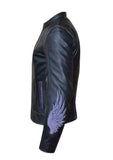 The Love of Wings (purple) Women's Leather Jacket