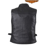 Motorcycle Club Leather Vest Snap Down Collar