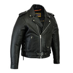 Classic Police Style Side Lace M/C Leather Jacket