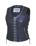 Eyelet Style Leather vest (zippered) Womens