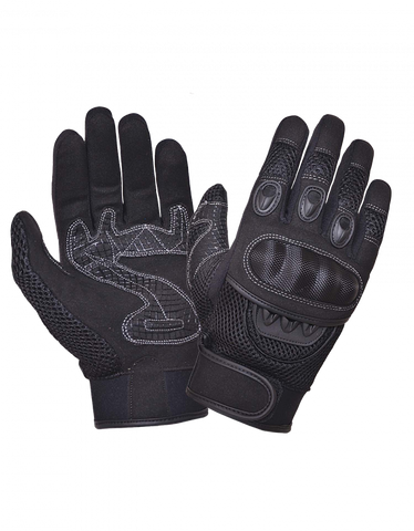 leather & Mesh Hard Knuckle Full Finger Glove