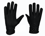 Studded Womens Black Leather Gloves