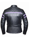 Quilted Shoulder Leather Jacket Women's